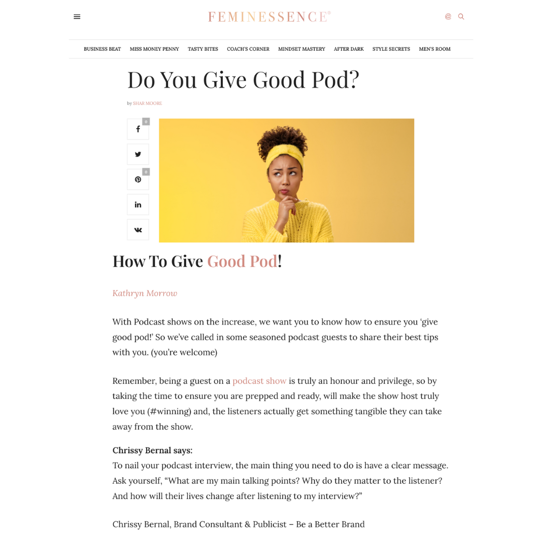 Chrissy Bernal featured in Feminessence